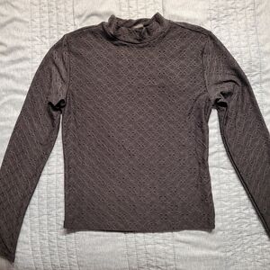 Forever 21 Black Stretch Eyelet Long Sleeve Top